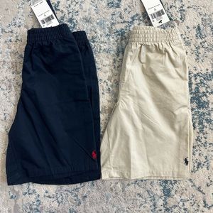 NWT 2 pairs of Polo Ralph Lauren boys shorts, navy and beige, size 7